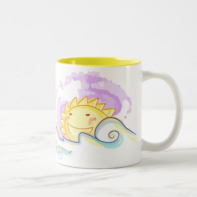 Tasse 2 Couleurs Hausse heureuse du soleil (Droit)