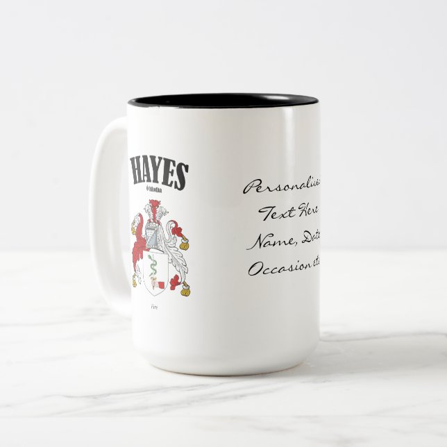Tasse 2 Couleurs Hayes Family Crest, Traduction & Signification (Devant gauche)