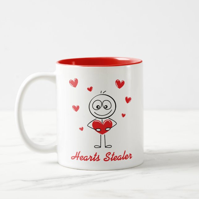 Tasse 2 Couleurs Hearts Stealer Cute Stick Figure Love Design (Gauche)