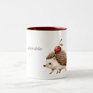 Tasse 2 Couleurs Hérisson Adorable Cerise Rouge
