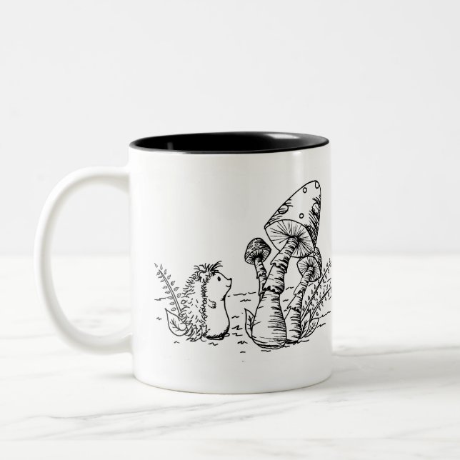 Tasse 2 Couleurs Hérisson et champignons (Gauche)