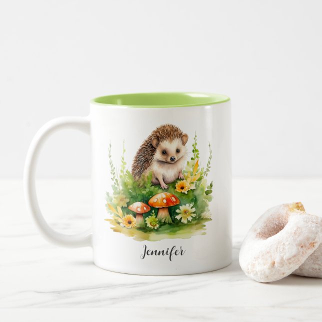 Tasse 2 Couleurs Hérisson personnalisé (Avec donut)