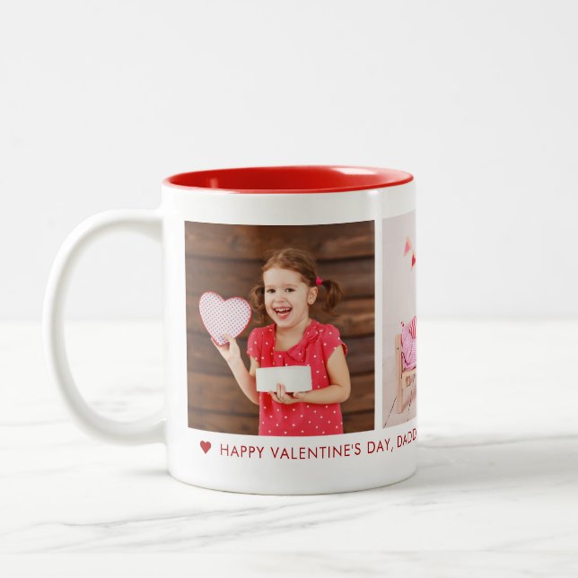 Tasse 2 Couleurs Heureuse Sainte-Valentin Daddy 3 Photo personnalis (Gauche)