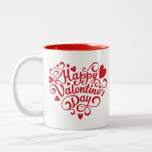 Tasse 2 Couleurs Heureuse Sainte-Valentin moderne rouge