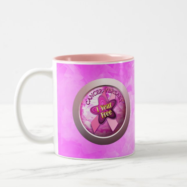 Tasse 2 Couleurs Heureux cancer versary (Gauche)