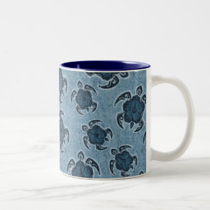 Tasse 2 Couleurs Hibiscus d'Uhane Honu Tortue hawaïenne Batik