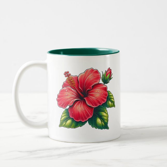 Tasse 2 Couleurs Hibiscus fleur deux tons (Gauche)