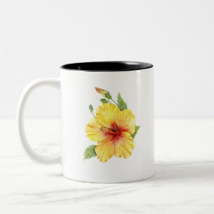 Tasse 2 Couleurs Hibiscus Jaune Art Botanique