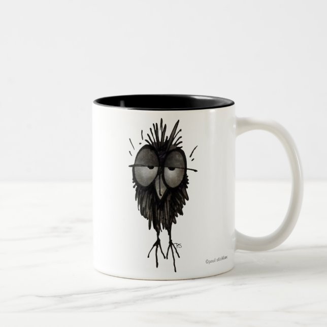 Tasse 2 Couleurs Hibou somnolent drôle (Droit)