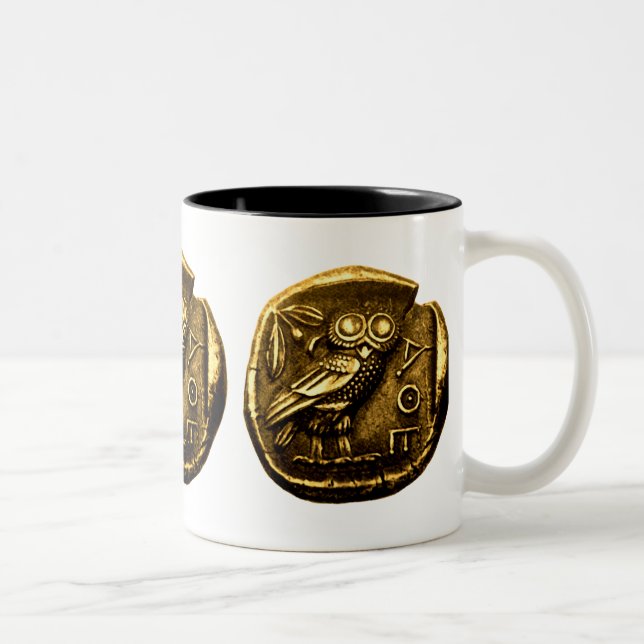 Tasse 2 Couleurs Hibou sur la pièce de monnaie du grec ancien (Droit)