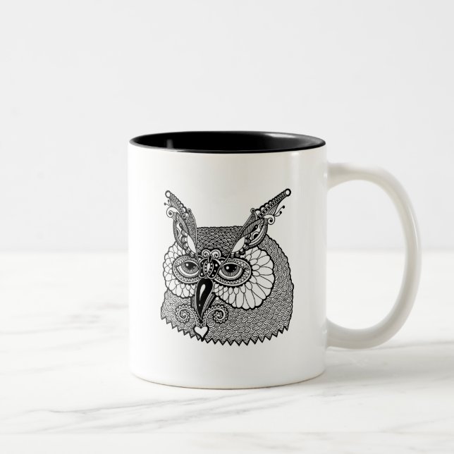 Tasse 2 Couleurs Hibou Zendoodle principal (Droit)