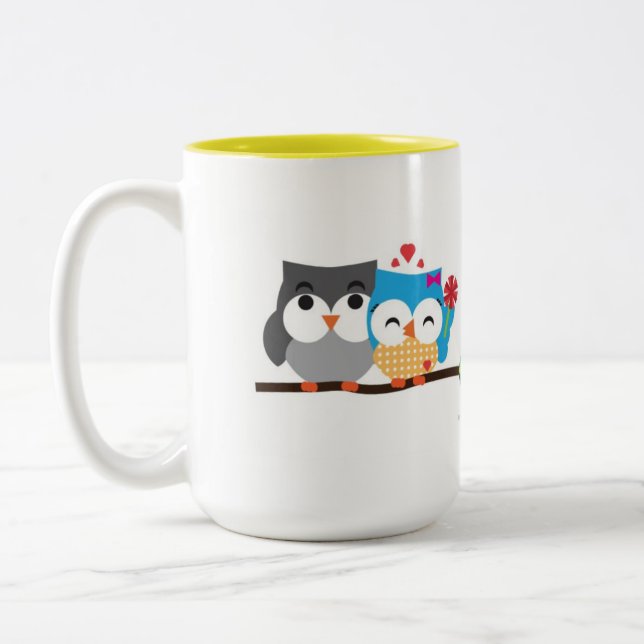 Tasse 2 Couleurs Hiboux dans l'amour (Gauche)