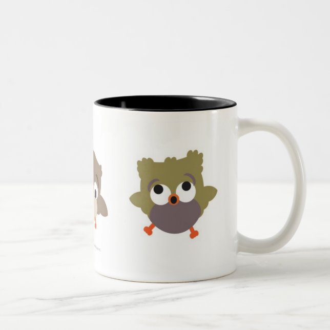 Tasse 2 Couleurs Hiboux de trio (Droit)
