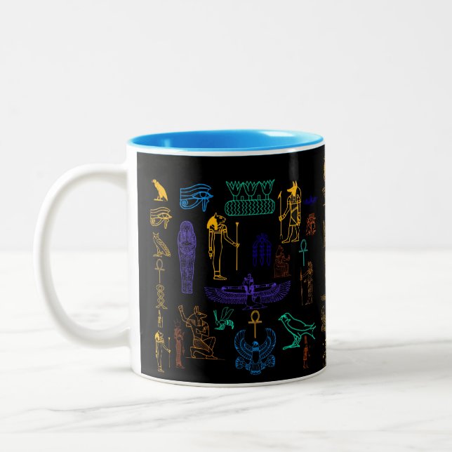 Tasse 2 Couleurs Hiéroglyphes et symboles de l'Egyptian (Gauche)