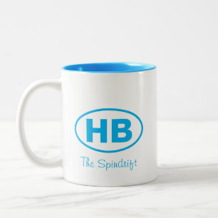 Tasse 2 Couleurs Higgins Beach Blue Deux lettres Oval Cottage Nom