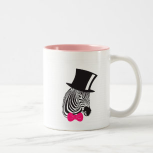 Tasse 2 Couleurs Hipster Zebra avec chapeau supérieur et Cravate Bo
