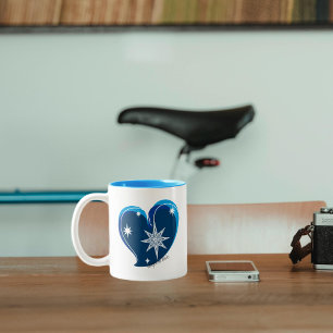 Tasse 2 Couleurs hiver en amour-Signature-Bleu