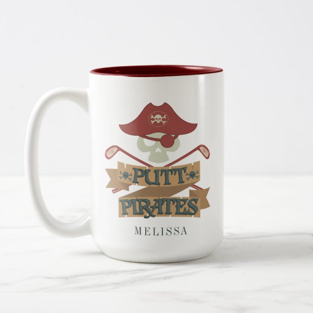 Tasse 2 Couleurs Hobby de golf personnalisé Putt Pirates (Gauche)