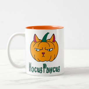 Tasse 2 Couleurs Hocus pawcus Halloween citrouille ginger cat magie