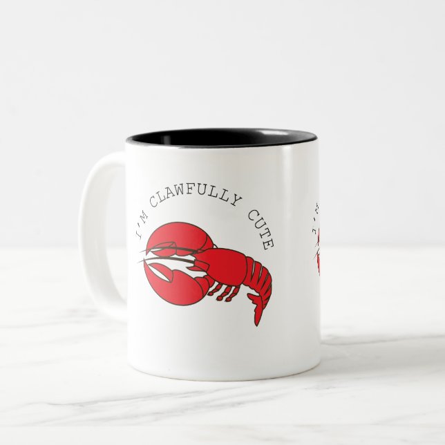 Tasse 2 Couleurs Homard Humour et biscuit (Devant gauche)