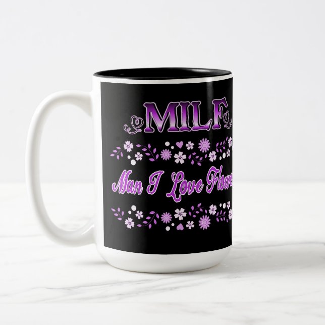 Tasse 2 Couleurs Homme J'Aime Les Fleurs Texte Rose (Gauche)