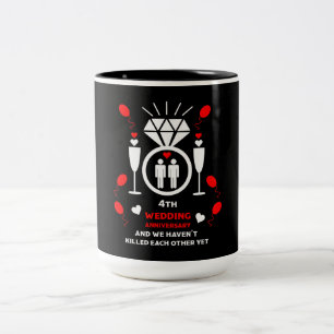 Tasse 2 Couleurs Hommes homosexuels 4e anniversaire de Mariage