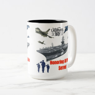 Tasse 2 Couleurs Honorer les puissants militaires noir & blanc