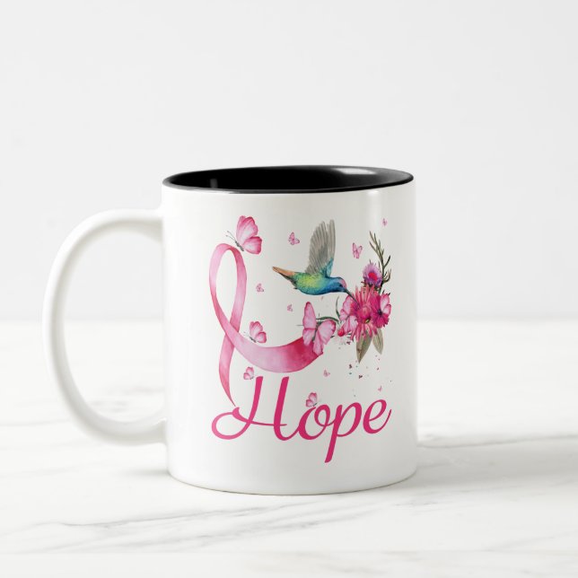 Tasse 2 Couleurs Hope Hummingbird Sensibilisation au cancer du sein (Gauche)