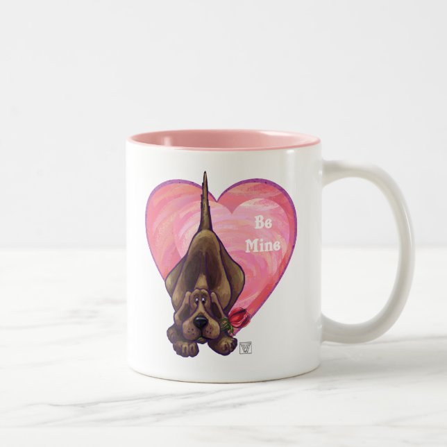 Tasse 2 Couleurs Hound Dog Valentine's Day (Droit)