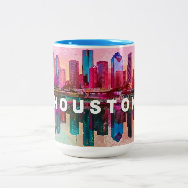 Tasse 2 Couleurs Houston Skyline Urban City Art (Centre)