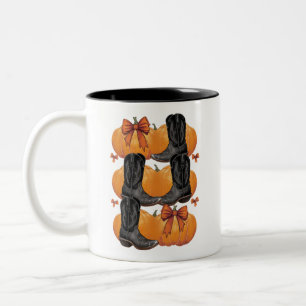 Tasse 2 Couleurs Howdy Citrouille Western Fall Coquette Bow Cowgirl