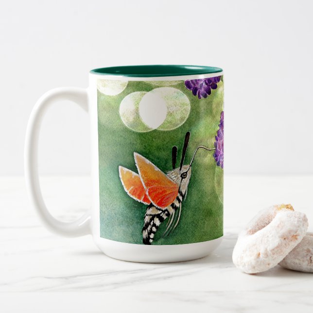 Tasse 2 Couleurs Hummingbird Hawk Moth and Lilacs (Avec donut)