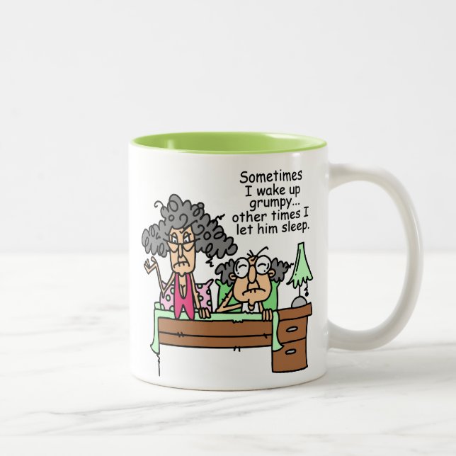 Tasse 2 Couleurs Humoristique laissez le sommeil grincheux (Droit)