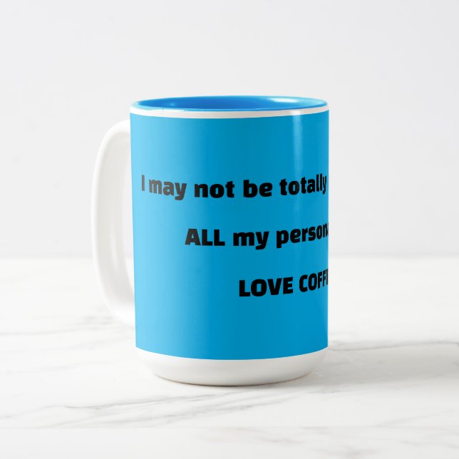 Tasse 2 Couleurs Humour Bleu CAFÉ (Devant gauche)