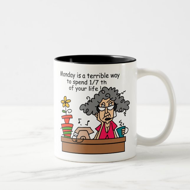 Tasse 2 Couleurs Humour du lundi (Droit)
