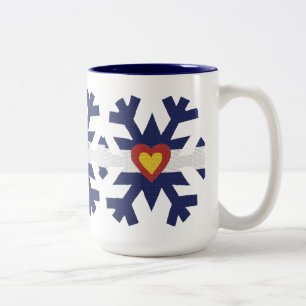 Tasse 2 Couleurs I flocon de neige de drapeau du Colorado de coeur