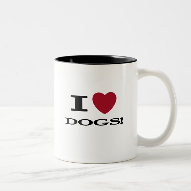 Tasse 2 Couleurs I Heart Dogs Tshirts et cadeaux (Droit)