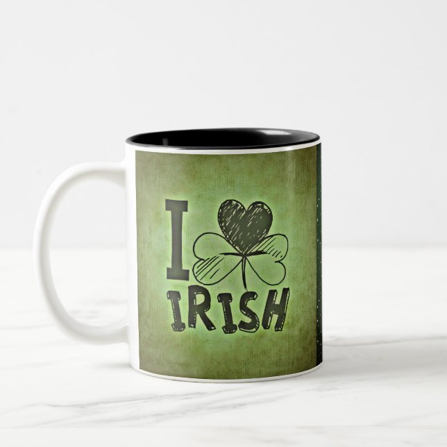 Tasse 2 Couleurs I Heart Irish Shamrock St. Patrick's Day (Gauche)