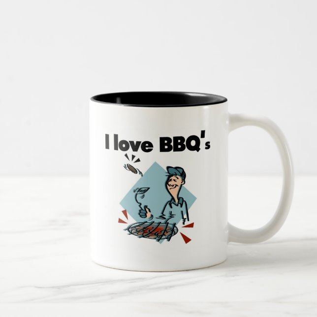 Tasse 2 Couleurs I Love BBQs T-shirts et cadeaux (Droit)