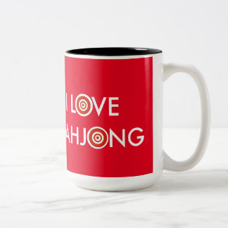 Tasse 2 Couleurs I Love Mahjong - Roue Remplace O (Texte Blanc)