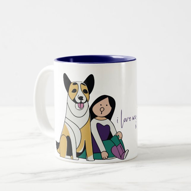 Tasse 2 Couleurs I Love My Dog - Femme Edition 4 (Devant gauche)