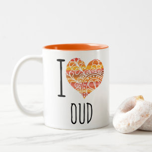 Tasse 2 Couleurs I Love Oud Orange Mandala Heart