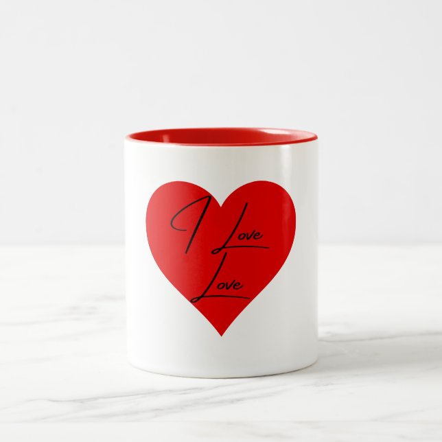 Tasse 2 Couleurs I Love Red and White Heart (Centre)