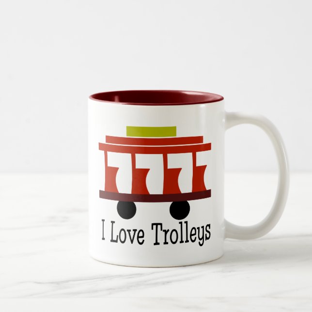 Tasse 2 Couleurs I Love Trolleys (Droit)