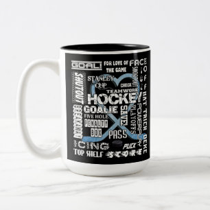 Tasse 2 Couleurs Ice Blue Heart Hockey Mots White Logo