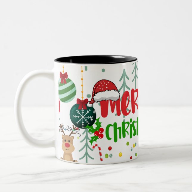 Tasse 2 Couleurs Icônes de Noël classiques (Gauche)
