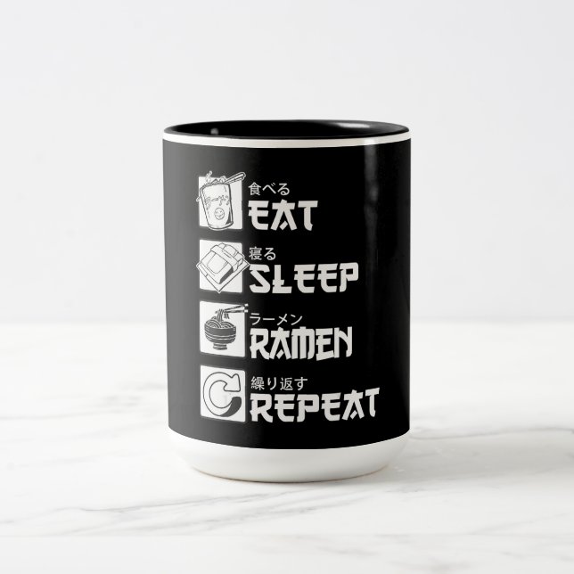 Tasse 2 Couleurs Idée cadeau Eat Sleep Anime Repeat Cosplayer (Centre)