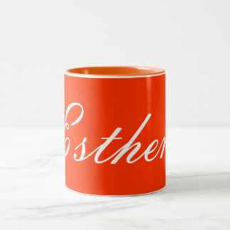 Tasse 2 Couleurs Il effiloche couleur orange avec nom