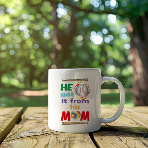 Tasse 2 Couleurs Il L'A Obtenu De Sa Mère, De Baseball Sport, Dit :