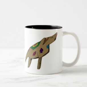 Tasse 2 Couleurs Illustration Abstraite de chien